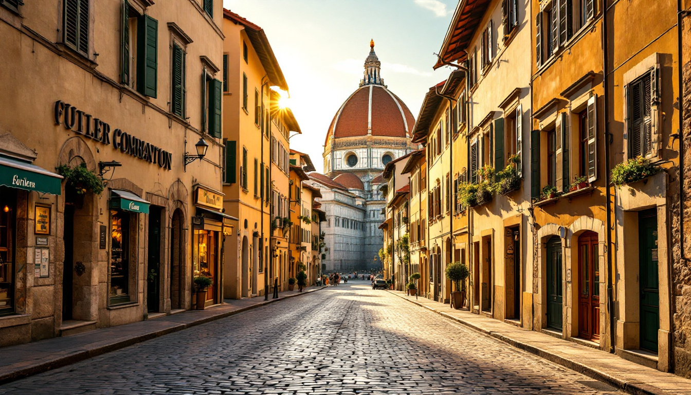 Florenz Altstadt zu Fuß entdecken: Blick durch eine Gasse auf den Dom von Florenz