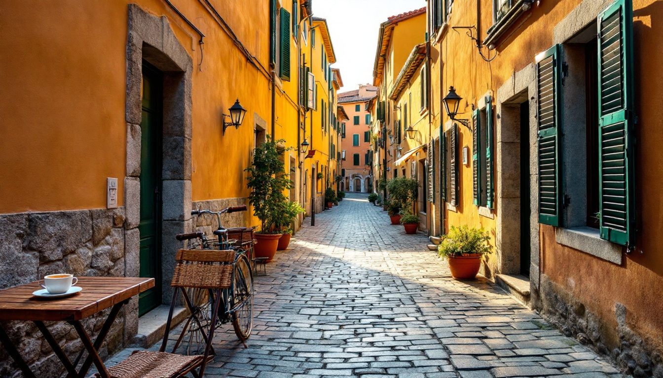 Geheimtipps Städte Italien abseits der Touristen: ruhige historische Altstadtgasse mit Steinhäusern